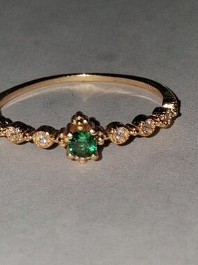 18k Gold Sterling Silver Emerald Ring
